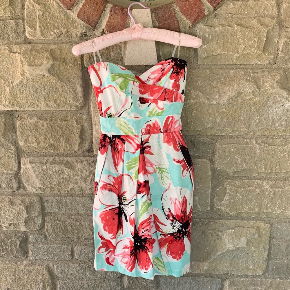 Floral textured mini dress